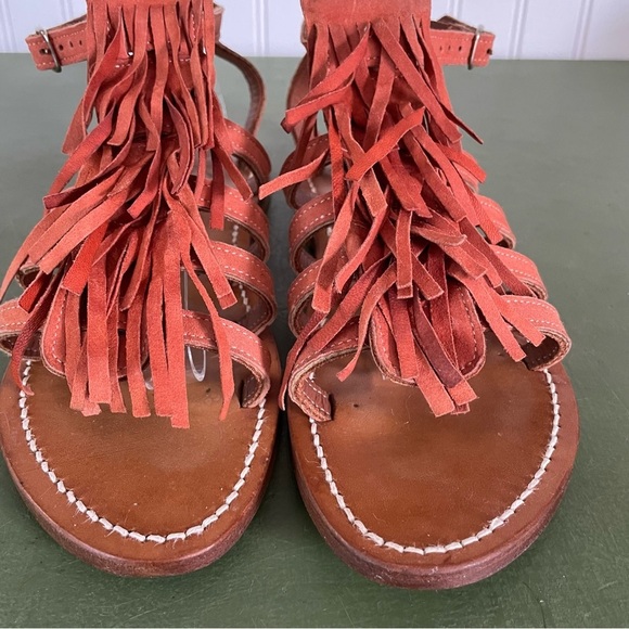 K Jacques Strappy Sandals w Fringed Vamps in Terra Cotta Nubuck *France* - Picture 3 of 12